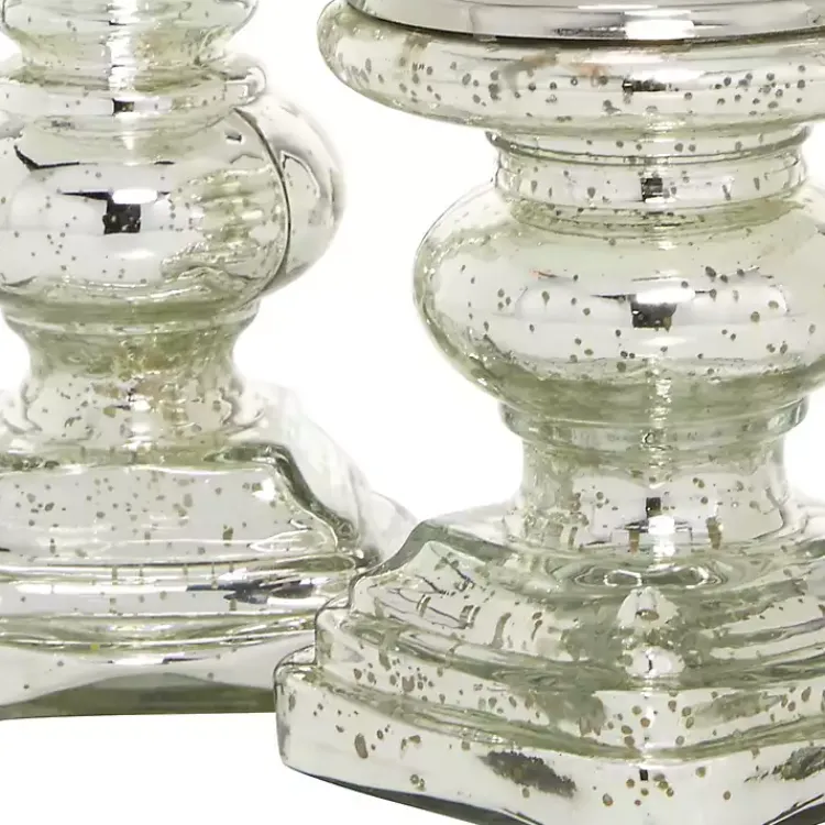 Candle Holders>Kirklands Home Glass Ornate 2-pc. Pillar Candle Holder Set Silver