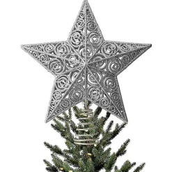 Christmas Tree Decorations>Kirklands Home Glitter Classic Star Tree Topper Silver