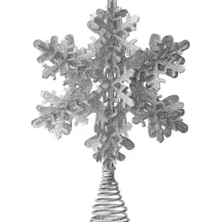 Christmas Tree Decorations>Kirklands Home Glitter Snowflake Tree Topper Silver