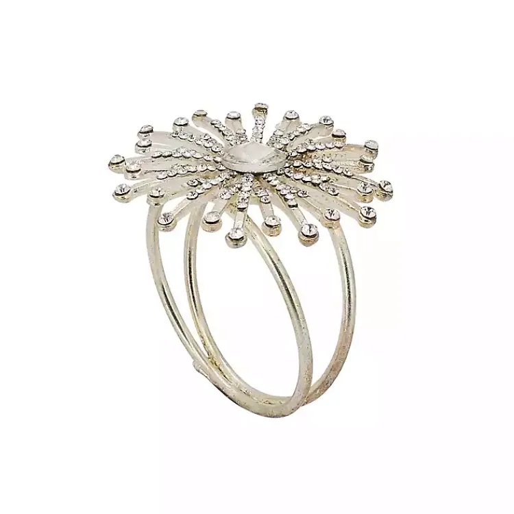 Kirklands Home Glitter Starburst 4-pc. Napkin Ring Set Silver