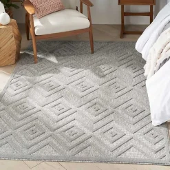 Kirklands Home Gray Diamond Indoor/Outdoor Area Rug, 4x6 Silver Outlet