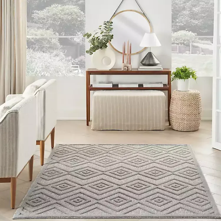 Kirklands Home Gray Diamond Indoor/Outdoor Area Rug, 4x6 Silver Outlet