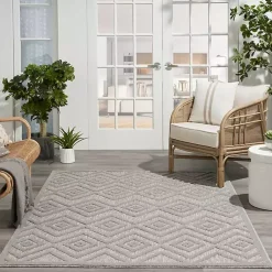 Kirklands Home Gray Diamond Indoor/Outdoor Area Rug, 4x6 Silver Outlet
