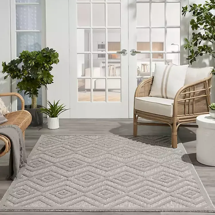 Kirklands Home Gray Diamond Indoor/Outdoor Area Rug, 4x6 Silver Outlet