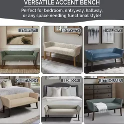 Kirklands Home Silver Melinda Accent Bench Gray Discount
