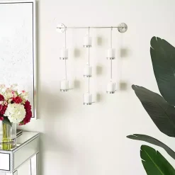 Sconces>Kirklands Home Hanging Glass Votive Wall Plaque Silver