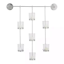 Sconces>Kirklands Home Hanging Glass Votive Wall Plaque Silver