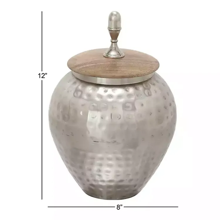 Decorative Bowls & Jars>Kirklands Home Jar with Mango Wood Lid Silver
