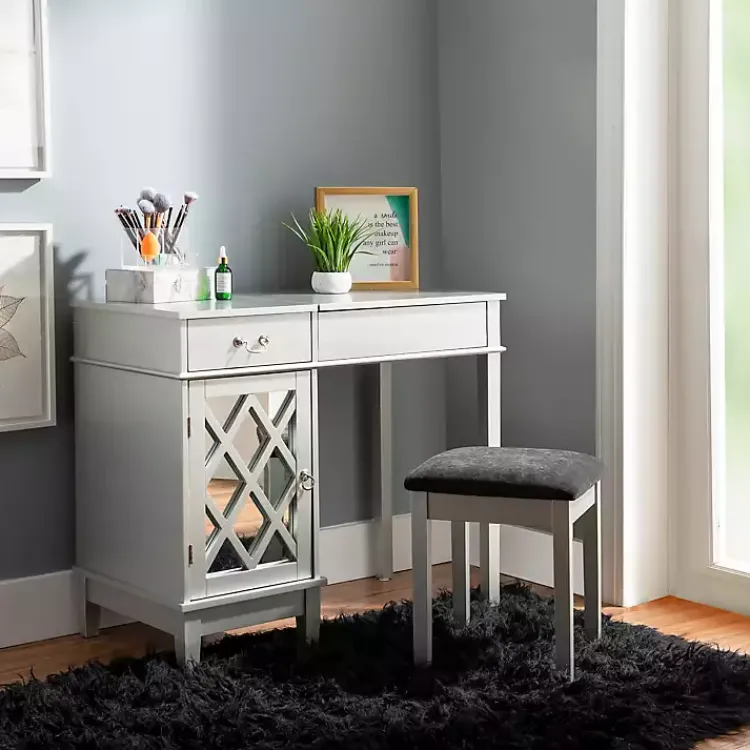 Kirklands Home Silver Lattice Ella 2-pc. Vanity Set Gray Discount