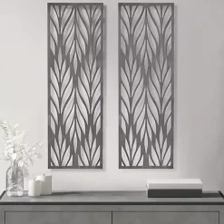 Kirklands Home Silver Madison Park Florian Wall Plaques, Set of 2 Gray