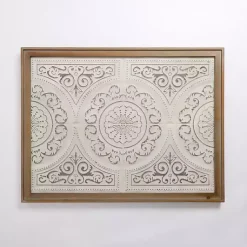Kirklands Home Silver Medallion Metal and Wood Wall Plaque Clearance