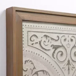 Kirklands Home Silver Medallion Metal and Wood Wall Plaque Clearance