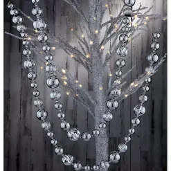Christmas Tree Decorations>Kirklands Home Mercury Ball Tree Garland Silver