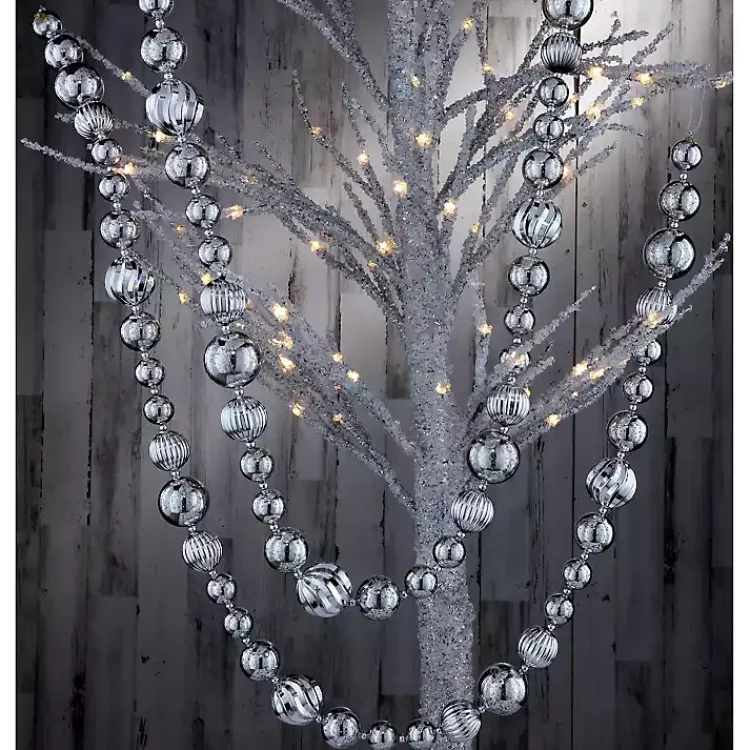 Christmas Tree Decorations>Kirklands Home Mercury Ball Tree Garland Silver