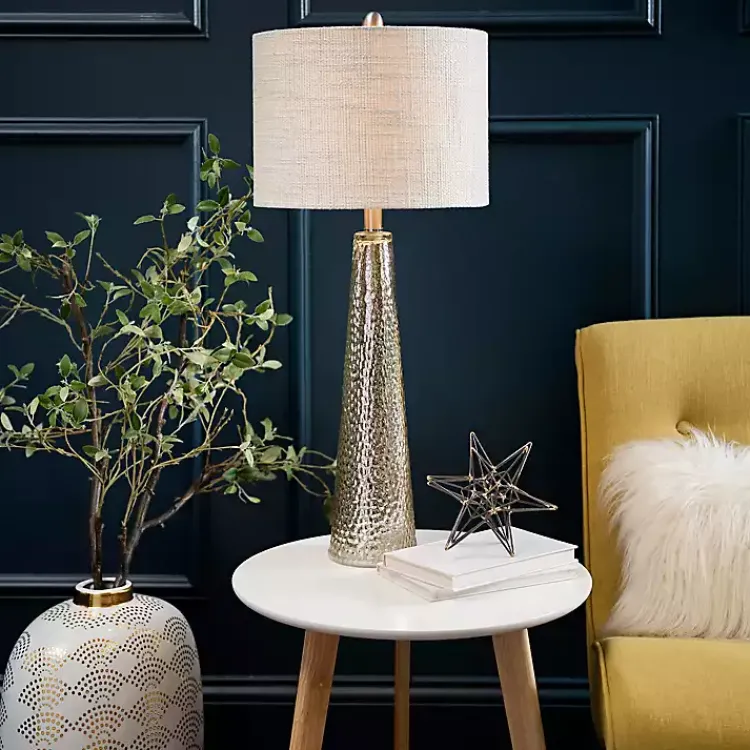 Kirklands Home Silver Mercury Glass Cone Table Lamp White Best