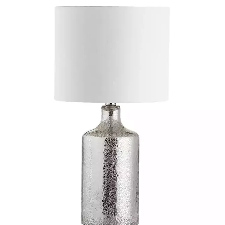Kirklands Home Silver Mercury Glass Cylinder Table Lamp White Best