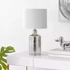 Kirklands Home Silver Mercury Glass Cylinder Table Lamp White Best