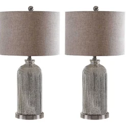 Kirklands Home Silver Mercury Glass Ribbed Table Lamps, Set of 2 Tan Best