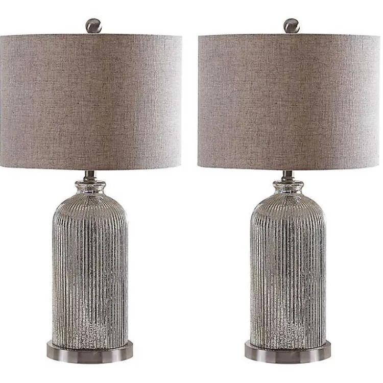 Kirklands Home Silver Mercury Glass Ribbed Table Lamps, Set of 2 Tan Best