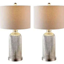 Kirklands Home Silver Mercury Glass Ribbed Table Lamps, Set of 2 Tan Best