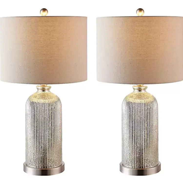 Kirklands Home Silver Mercury Glass Ribbed Table Lamps, Set of 2 Tan Best