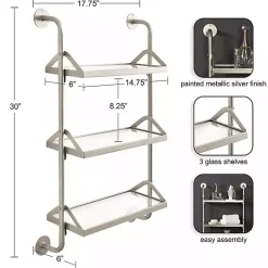 Kirklands Home Metal and Glass 3-Tier Wall Shelf Silver Clearance