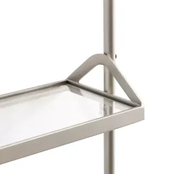Kirklands Home Metal and Glass 3-Tier Wall Shelf Silver Clearance