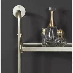 Kirklands Home Metal and Glass 3-Tier Wall Shelf Silver Clearance