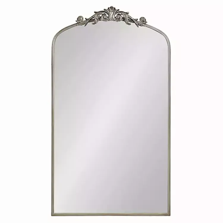 Kirklands Home Silver Metal Arch Ornate Crown Wall Mirror Discount