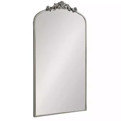 Kirklands Home Silver Metal Arch Ornate Crown Wall Mirror Discount