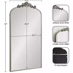 Kirklands Home Silver Metal Arch Ornate Crown Wall Mirror Discount