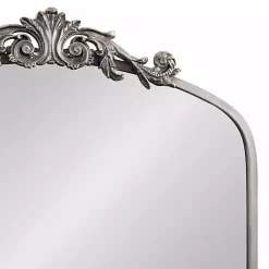 Kirklands Home Silver Metal Arch Ornate Crown Wall Mirror Discount