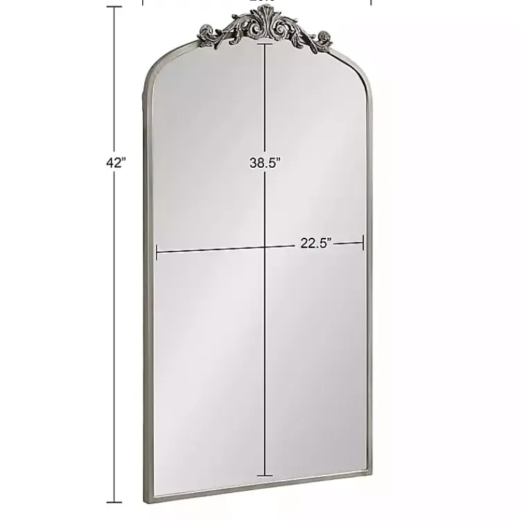 Kirklands Home Silver Metal Arch Ornate Crown Wall Mirror Discount