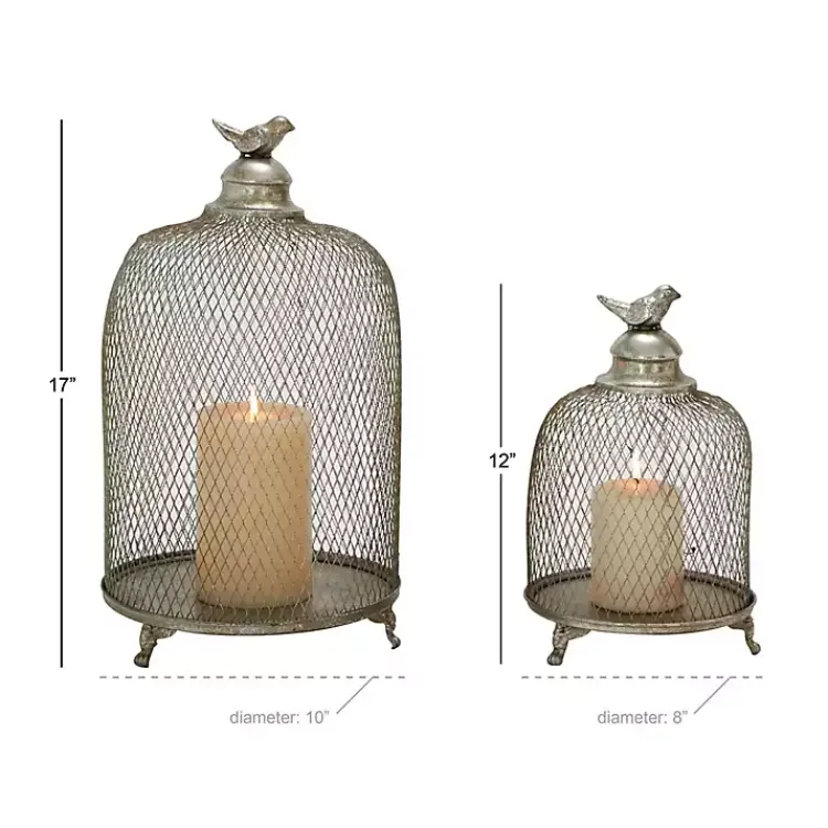 Lanterns>Kirklands Home Metal Bird Cage Cloche Lanterns, Set of 2 Silver