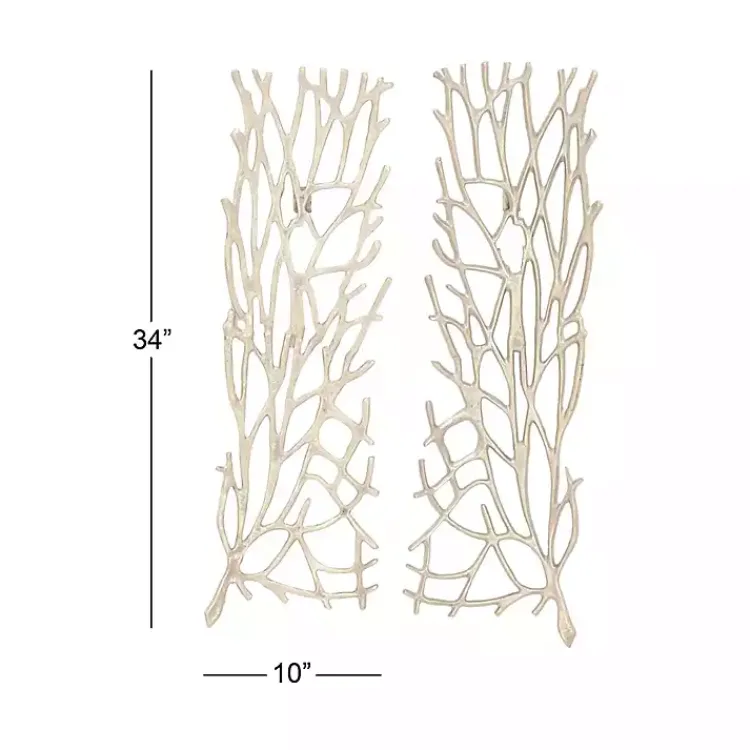 Kirklands Home Metal Coral Panel Wall Plaques, Set of 2 Silver Discount