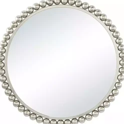 Kirklands Home Silver Metal Round Beaded Frame Wall Mirror Online