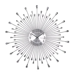 Kirklands Home Silver Metal Sunburst Droplet Frame Clock Hot