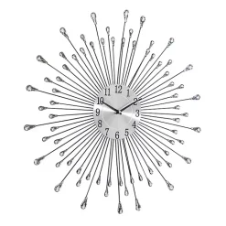 Kirklands Home Silver Metal Sunburst Droplet Frame Clock Hot