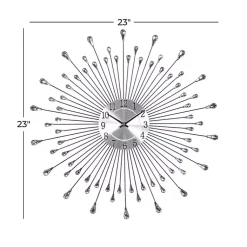 Kirklands Home Silver Metal Sunburst Droplet Frame Clock Hot