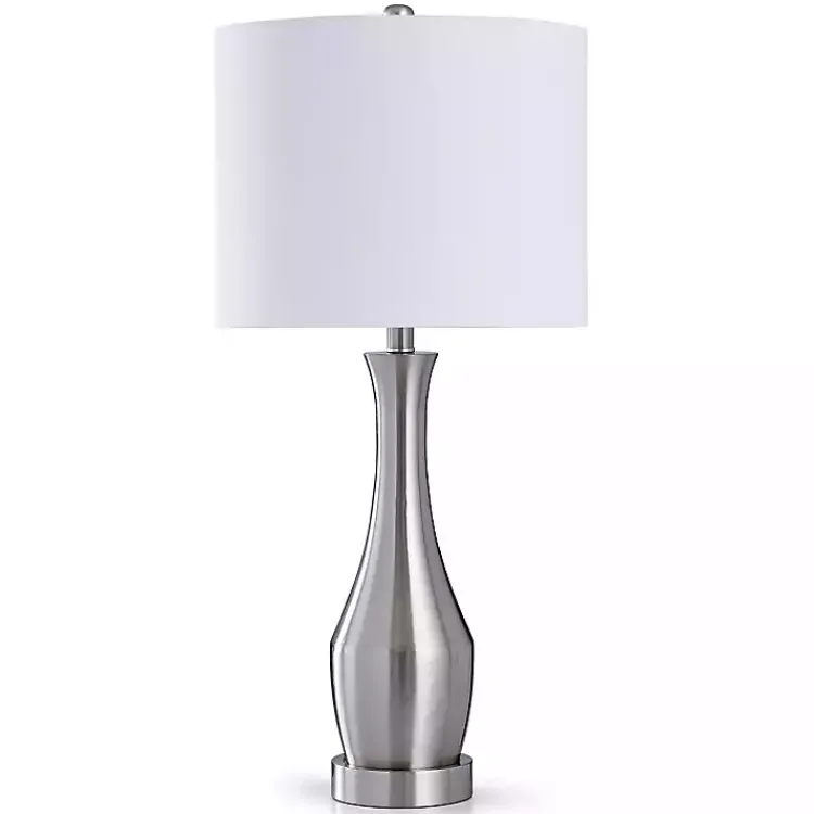 Kirklands Home Silver Metal Taper Table Lamp White Outlet