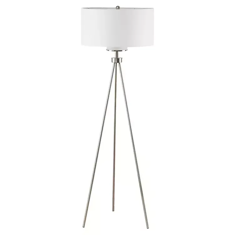 Kirklands Home Silver Metal Tripod Floor Lamp White Outlet