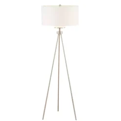 Kirklands Home Silver Metal Tripod Floor Lamp White Outlet