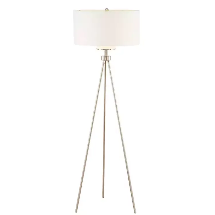 Kirklands Home Silver Metal Tripod Floor Lamp White Outlet