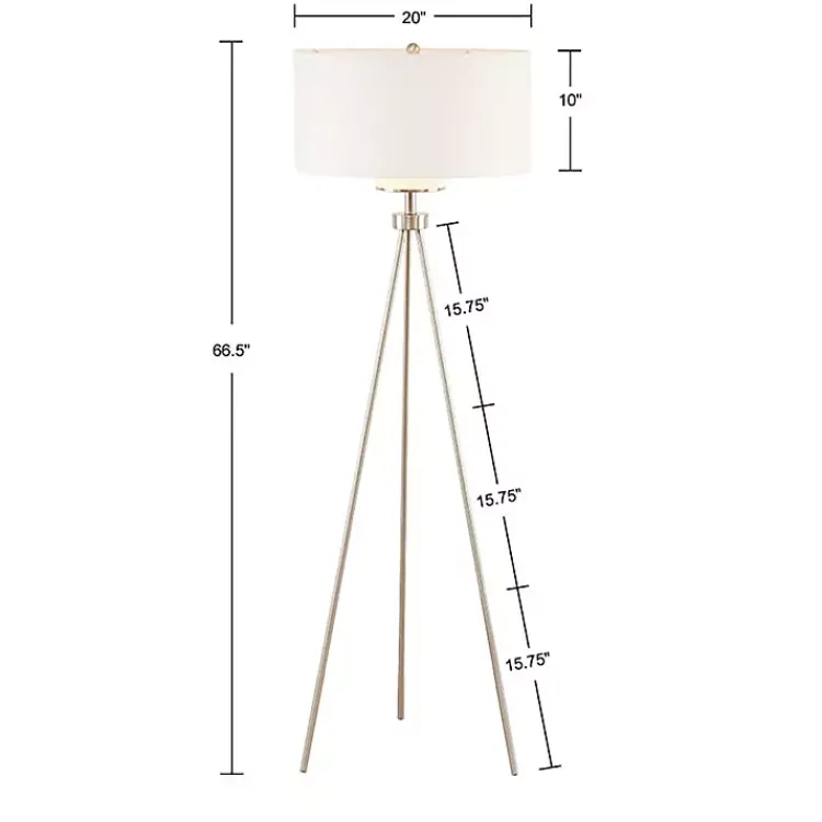 Kirklands Home Silver Metal Tripod Floor Lamp White Outlet