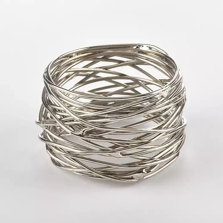 Kirklands Home Metal Twine Napkin Rings, Set of 4 Silver Clearance