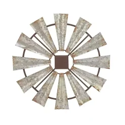 Kirklands Home Metal Windmill Wall Plaque Silver Clearance