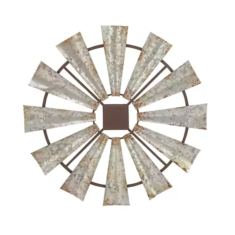 Kirklands Home Metal Windmill Wall Plaque Silver Clearance