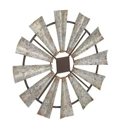 Kirklands Home Metal Windmill Wall Plaque Silver Clearance