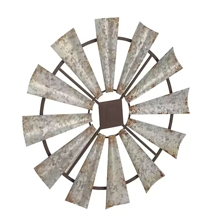 Kirklands Home Metal Windmill Wall Plaque Silver Clearance