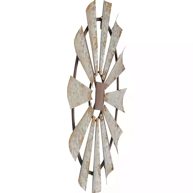 Kirklands Home Metal Windmill Wall Plaque Silver Clearance
